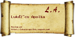 Lukács Apolka névjegykártya